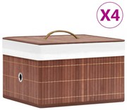 4 db barna bambusz tárolódoboz