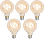5 darabos okos E27 szabályozható LED izzó G95 borostyán 4.9W 320 lm 2500K Zigbee