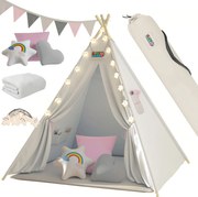 JULIA gyerek teepee sátor, 160x120x120cm, bézs/rózsaszín Spielwerk