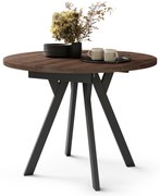 Mazzoni ALDO Barna tölgy/fekete lábak - BŐVÍTHETŐ KEREK ASZTAL Y ALAKÚ LÁBAKKAL LOFT/IPARI STÍLUSÚ NAPPALIBA/ÉTKEZŐBE