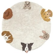 Krémszínű mosható-kézi szövésű pamut gyerek játszószőnyeg ø140 cm Dogs – Lorena Canals