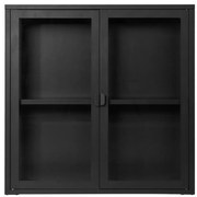 Brisbane vitrines faliszekrény, 2 ajtó, acél, fekete 80x18x80 cm