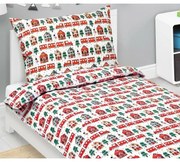 Bellatex Vonatok karácsonyi pamut ágyneműhuzat, 140 x 200 cm, 70 x 90 cm