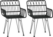 vidaXL 2 db fekete PE rattan karfás kerti szék 56 x 64 x 80 cm