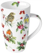 Karácsonyi porcelán nagy bögre 600 ml Téli Madárdal