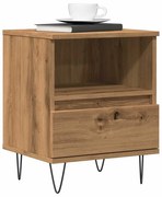 kézműves tölgy színű szerelt fa éjjeliszekrény 40 x 35 x 50 cm