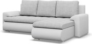 Tokio sarokkanapé, 2 ágyneműtartóval, fonott + műbőr, jobboldali, szürke - fehér