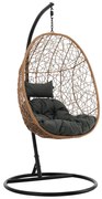 Függőfotel NATURAL - sötétszürke párnával, fekete vázzal