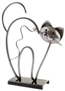 Fém macska állva, talapzaton, 31,5 cm