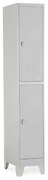 Fém szekrény - 2 doboz, 38 x 45 x 195 cm, fix lábakkal, lakathoz zár, világos szürke - ral 7035