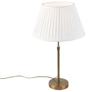 Bronz asztali lámpa redőzött fehér árnyékolóval 35 cm - Parte