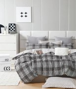 3 részes flanel ágynemű polipamut Karo szürke 200x140cm+90x70cm TiaHome