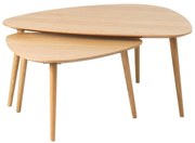 Natúr színű dohányzóasztal szett tölgyfa dekorral 2 db-os 70x100 cm Adda – Unique Furniture