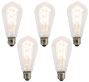 5 darabos E27 LED spirál filament izzókészlet ST64 5W 400 lm 2200K