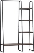 HOMCOM Fa Ruhatartó 5 Tárolópolccal és Akasztósrúddal - Ipari Stílusú Szobába, Nappaliba vagy Előszobába 101x39x160 cm Rusztikus | Aosom