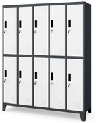 10 rekeszes öltözőszekrény lábakon BARTEK, 1360 x 1720 x 450 mm, antracit-fehér