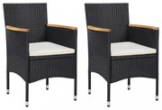 2 db fekete kerti polyrattan étkezőszék