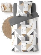 Fehér-szürke egyszemélyes mikroszálas ágyneműhuzat 140x200 cm Trigone – douceur d'intérieur