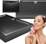 Fürdőszobai Zuhanytálca Téglalap Alakú Fekete 100X80 Akril Laminart