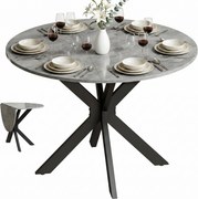 HOMCOM kerek összecsukható étkezőasztal 2–6 főre, acél X-lábbal, kis terekbe, étkezőbe, konyhába, 110 x 110 x 76 cm | Aosom