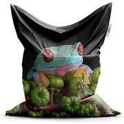 Classic babzsák vidám béka, zöld / fekete