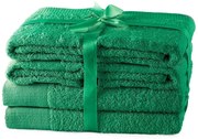 Zöld frottír pamut törölköző és fürdőlepedő készlet 6 db-os Amari – Restilo