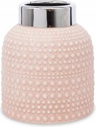 Váza Rózsaszín Ezüst Díszített 15cm Kerámia