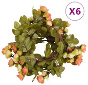 6 db naplemente-piros karácsonyi virágfüzér 215 cm