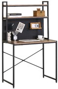Polcos íróasztal / számítógépasztal mágnestáblával 84×50 cm, masszív fém vázzal, fekete–modern tölgy – Intenso Home