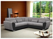 VISEU kihúzható, jobbos L alakú sarokgarnitúra tárolóval, szürke/fekete