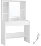 Fésülködőasztal LED világítással, fehér