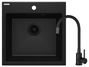 Deante ZQJNN103 - Mosogató EVORA 50x50 cm + mosdócsap gránit/fekete