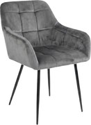 Szürke LOREN VELVET étkezőfotel fekete lábakkal