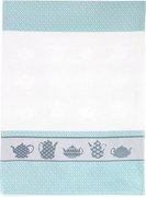 Konyhai törlőkendő egyiptomi pamut 50x70 Barista mintás türkizkék