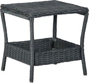 vidaXL sötétszürke polyrattan kerti asztal 45 x 45 x 46,5 cm