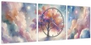 Kép – Életfa a felhőkben (órával) (90x30 cm)