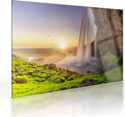Üveg kép - Seljalandsfoss a barlang mögül (70x50 cm)