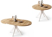 Mazzoni RENZO Wotan Tölgy/fehér láb - KEREK ASZTAL Ø110 180 cm-re BŐVÍTHETŐ | A KONYHÁBA ÉTKEZŐBE NAPPALIBA RETRO