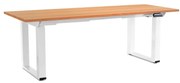 OfficeTech Strong állítható magasságú asztal 200 x 80 cm, fehér alap, bükkfa