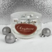 Ezüstszínű üveg karácsonyi gömb szett 16*3cm