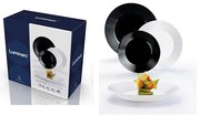 Luminarc HARENA üveg étkészlet 18 részes 6 személyes fehér fekete N1518