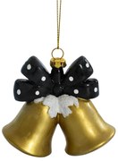 Fekete-arany karácsonyfadísz harangok 9cm