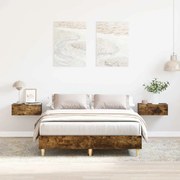 füstös tölgy színű szerelt fa ágykeret matrac nélkül 135x190 cm