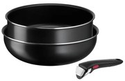 Tefal - Serpenyőkészlet 3 db INGENIO EASY COOK & CLEAN BLACK