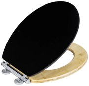 WENKO 25772100 - WC ülőke BAMBUZA 37x44 cm fekete/barna/fényes króm