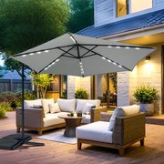 AVENBERG SUNNY LED 300 Nagy állítható napernyő, átmérő 3M, szürke