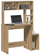 kézműves tölgy szerelt fa íróasztal polcokkal 100x45x140 cm