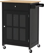 HOMCOM Konyhai Kocsi Fiókkal, Állítható Polccal, 4 Kerekével és Oldalsó Törölközőtartóval, Gumifa Felsőrésszel, Nappaliba és Konyhába, 67x48x86.5 cm,