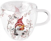 Karácsonyi manós duplafalú boroszilikát üveg csésze Dwarf hug