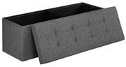 Összecsukható vászon tárolópuff, sötétszürke 110x38x38cm